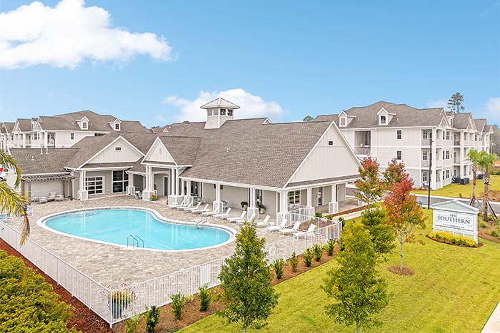 Aerial view of swimming pool